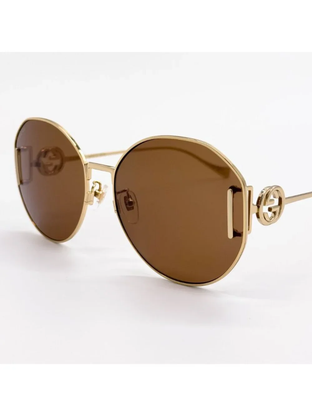 New Gucci Gold Brown Round Women Sunglasses GG1206SA 003